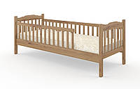 Удобная детская односпальная деревянная кровать НАОМИ , массив сосны, орех светлый, 80х190