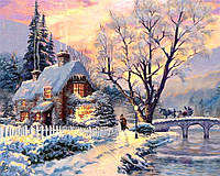 Картина за номерами 40×50 см Чарівний зимовий будиночок худ. Томас Кінкейд Kontur DS0426