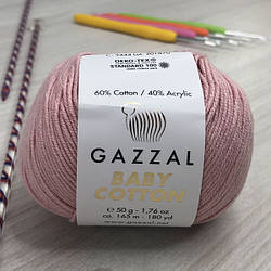 Пряжа Gazzal – Baby Cotton колір 3444 Пудра