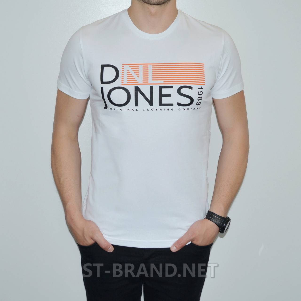 L,XL. Біла чоловіча футболка зі стильним принтом, Туреччина, D&J™