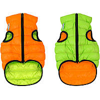 Двусторонняя курточка для собак AiryVest оранжево-cалатовая XS25