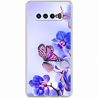 Чохол Силіконовий з Картинкою на Samsung Galaxy S10 Plus (G975) (Квітка, Метелик на Орхідеї)