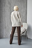 Светр жіночий довгий туніка вовна вільний крій 48/52 світло сірий, фото 3