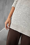 Светр жіночий довгий туніка вовна вільний крій 48/52 світло сірий, фото 2