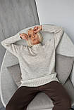 Светр жіночий довгий туніка вовна вільний крій 48/52 світло сірий, фото 7
