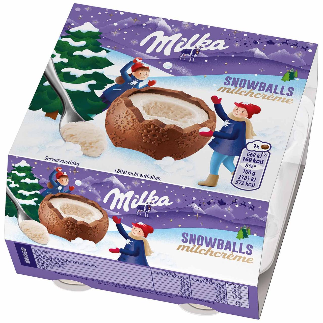 Шоколадный набір Milka Snow Balls Milchcreme 4x28g