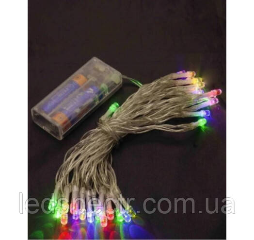 Гірлянда НА БАТАРЕЙКАХ 30 LED, 3м, мульті, фото 1