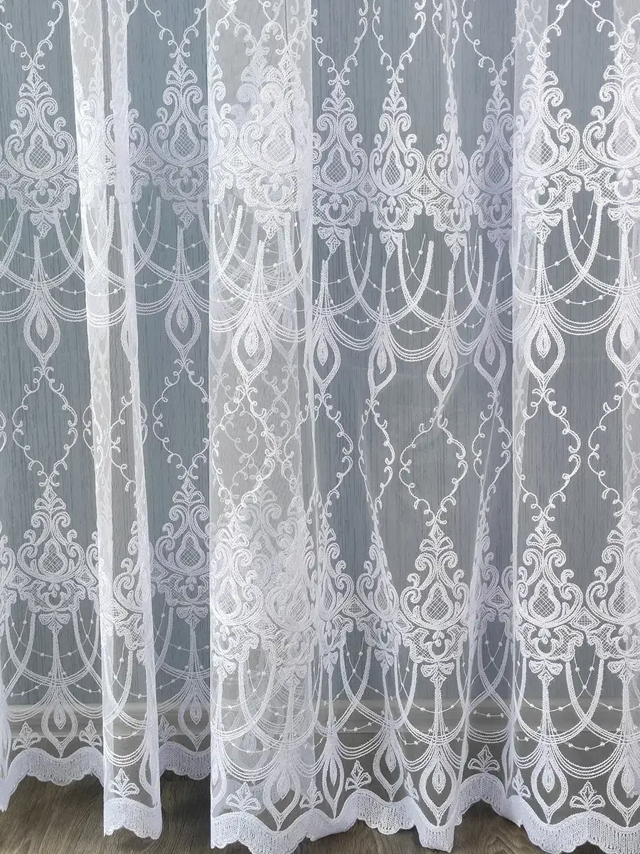 Купити Тюль з вишивкою біла, гардина в зал, спальню, з кордовою ниткою ...