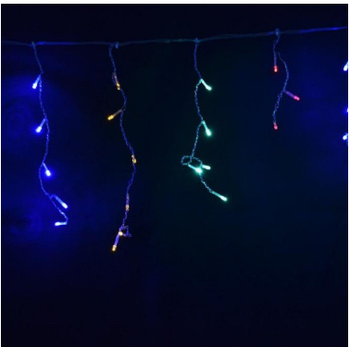 Гірлянда новорічна Бахрома мультиколор 120 LED, прозорий провід 3*0.5 м Karaman