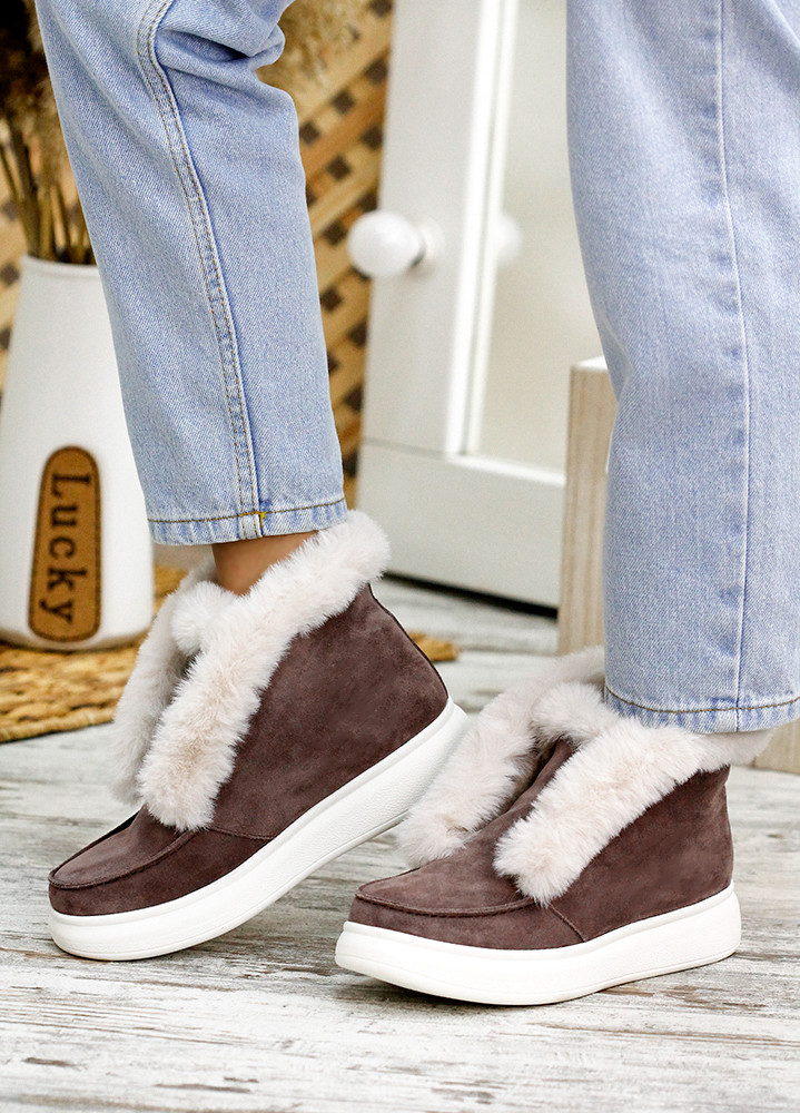 Напівчеревики хутряні замша кава 7815-28, фото 1