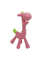 Прорезыватель для зубов "Жираф" в футляре розовый