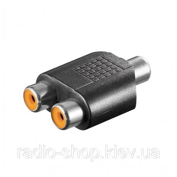 Перехідник штекер RCA-2 гнізда RCA, корпус пластик