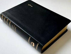 Укр. Біблія малого формату Огієнко (чорна з хрестом, шкірзам, індекси, золото, без застібки, 13х17)