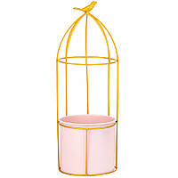 Підсвічник-ваза "Золота пташка", рожева, 41 см