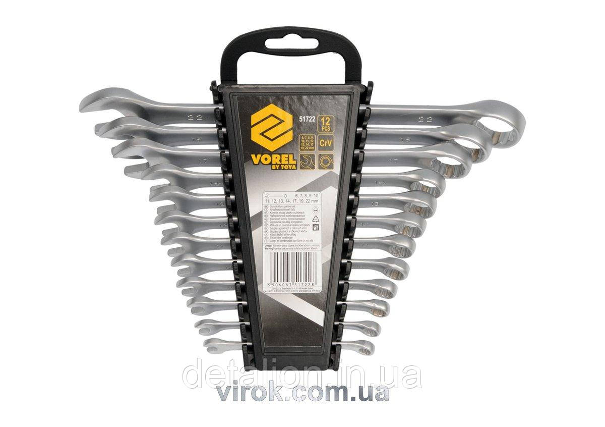 Ключі ріжково-накидні VOREL Cr-V, М 6-22 мм, Набір 12 шт. [2/20], фото 1