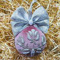 Новорічні кулі ручної роботи пудрового кольору 7 см