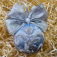 Новогодние шары ручной работы светло-голубого цвета 7 см