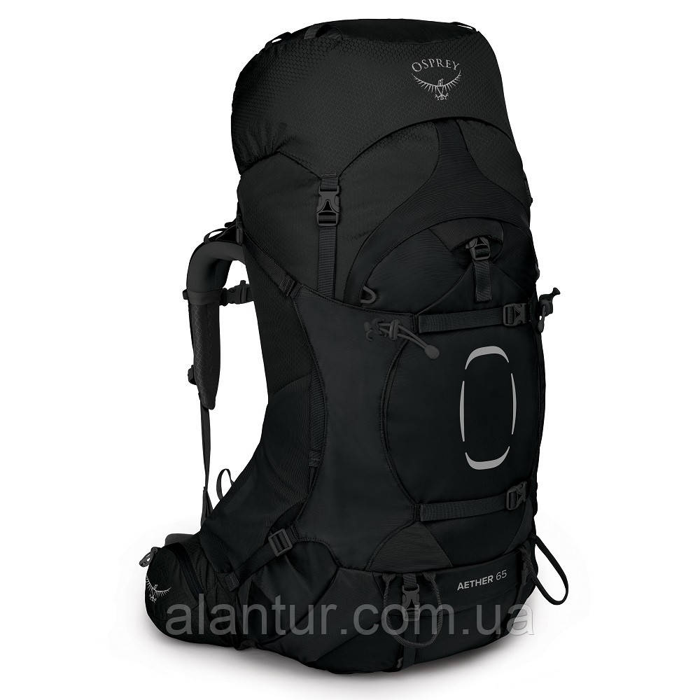 Рюкзак Osprey Aether 65 Black (чорний), S/M — чоловічий трекінговий рюкзак з дощовиком і підтримкою Hydraulics, фото 1