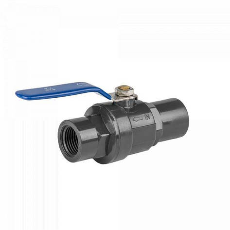 Кран кульовий рівнопрохідний, РВ 1 1/4", для
труб ПВХ PN10, з SS ручкою, DSRA10V1SF114F114SS, фото 1