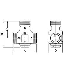 Термічний 3-хід. клапан LK 823 Thermovar 1 1/2" 60° з зовнішньою різьбою