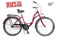 Велосипед женский городской VANESSA 26 Red с корзиной