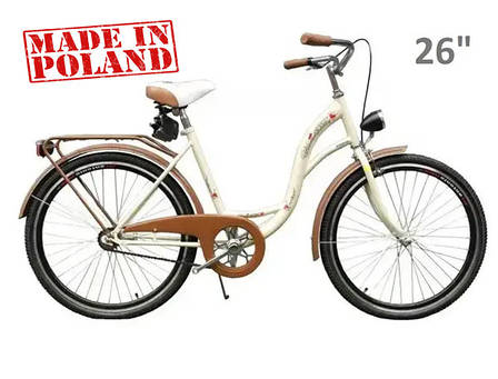 Велосипед жіночий міський VANESSA 26 Crem з кошиком, фото 1