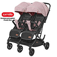 Прогулочная коляска для двойни CARRELLO Presto Duo CRL-5506 Cherry Pink +дождевик Розовая