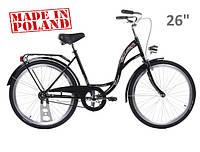 Велосипед женский городской VANESSA 26 Black с корзиной