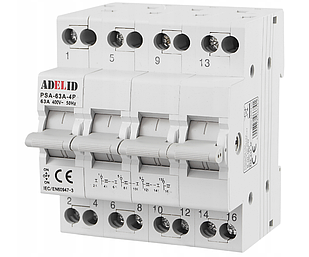 Перемикач мережа генератор 1-0-2 PSA-63A-4P, 4P, 63A