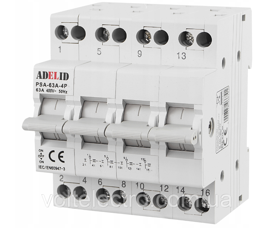 Купить Переключатели нагрузки 1-0-2 PSA-63A-4P, 4P, 63A, цена 1260 ...