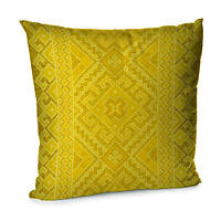 Подушка диванна з оксамиту Желтый орнамент 45x45 см (45BP_22U007)