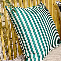 Подушка диванная с бархата Бело-зеленые полоски 45x45 см (45BP_22NG015)