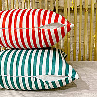 Подушка диванная с бархата Бело-красные полосы 45x45 см (45BP_22NG006)