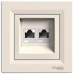 Розетка комп'ютерна RJ45 cat5e UTP подвійна Schneider Electric Asfora Слонова кістка EPH4400123, фото 1