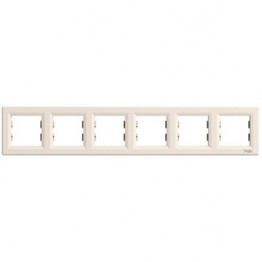 Рамка шестирна Schneider Electric Asfora горизонтальна слонова кістка EPH5800623, фото 1