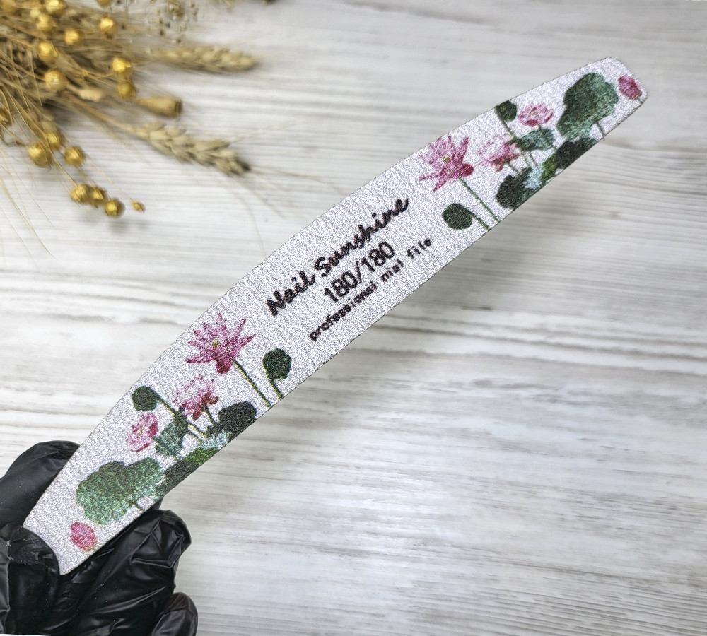 Пилочка для нігтів човник Nail Sunshine квіти 180/180грит