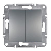 Вимикач двоклавішний прохідний Schneider Electric Asfora Сталь EPH0600162, фото 1