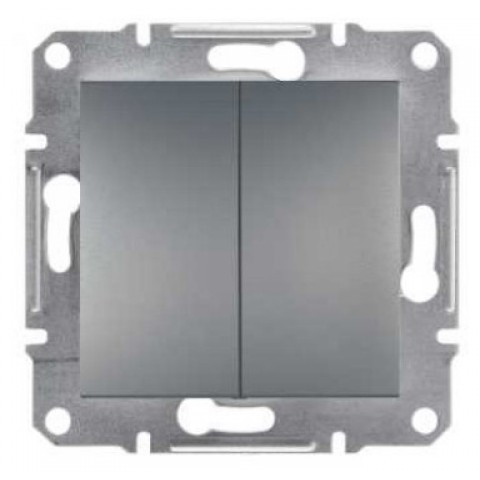 Вимикач двоклавішний кнопковий сталь Schneider Electric Asfora EPH1100162, фото 1