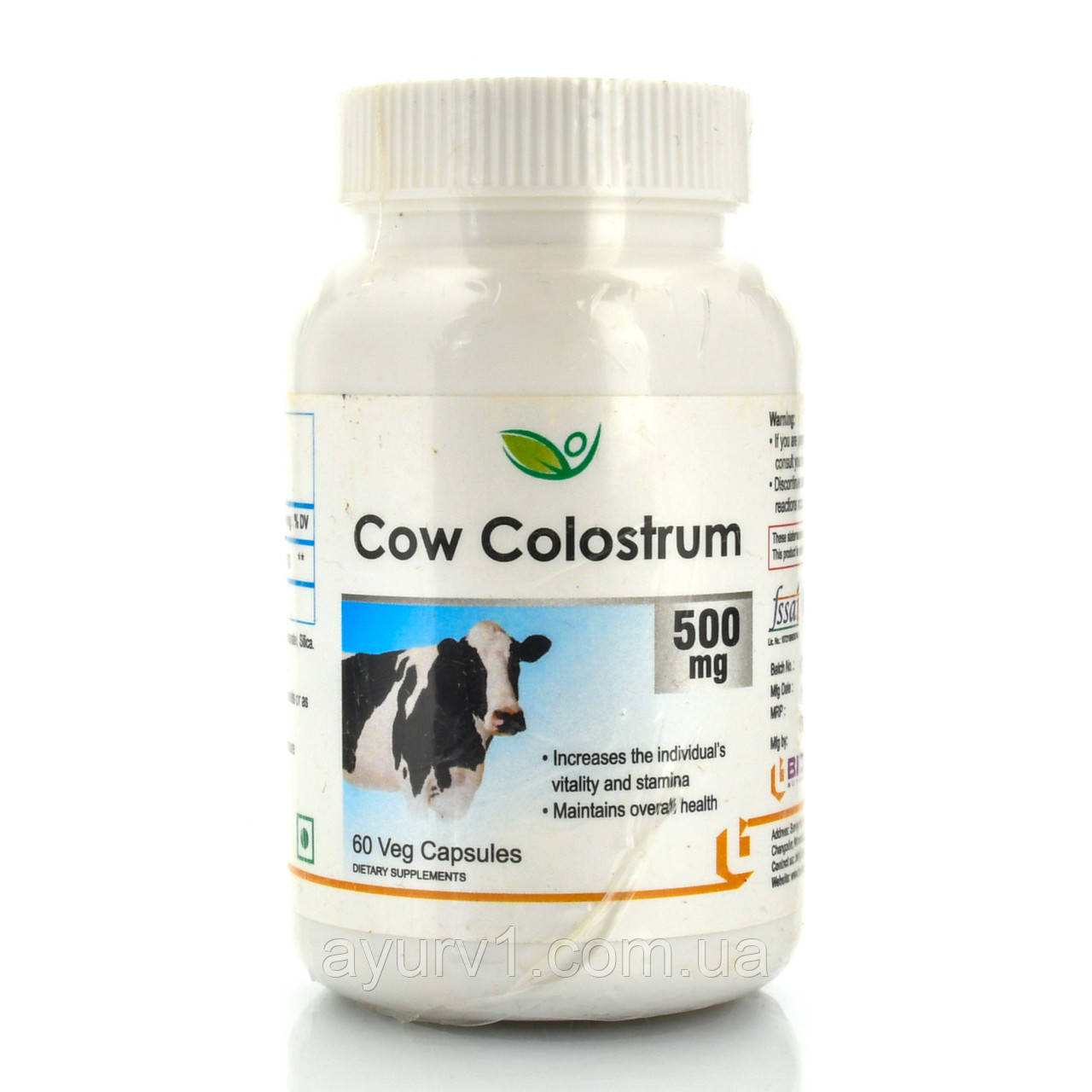 Молозиво корови колострум Cow Colostrum Biotrex 60 veg capsule від бактерій, вірусів, для імунітету, від стресів