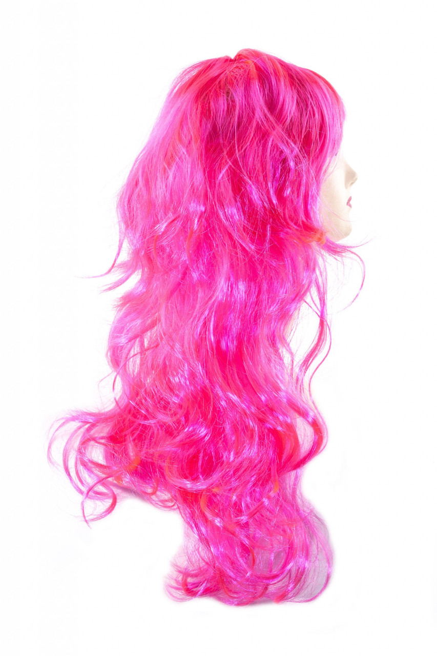 Перука карнавальна з довгим волоссям малинова, 65 см