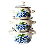Набір емальованих каструль Idilia 3шт. Голубика, фото 2