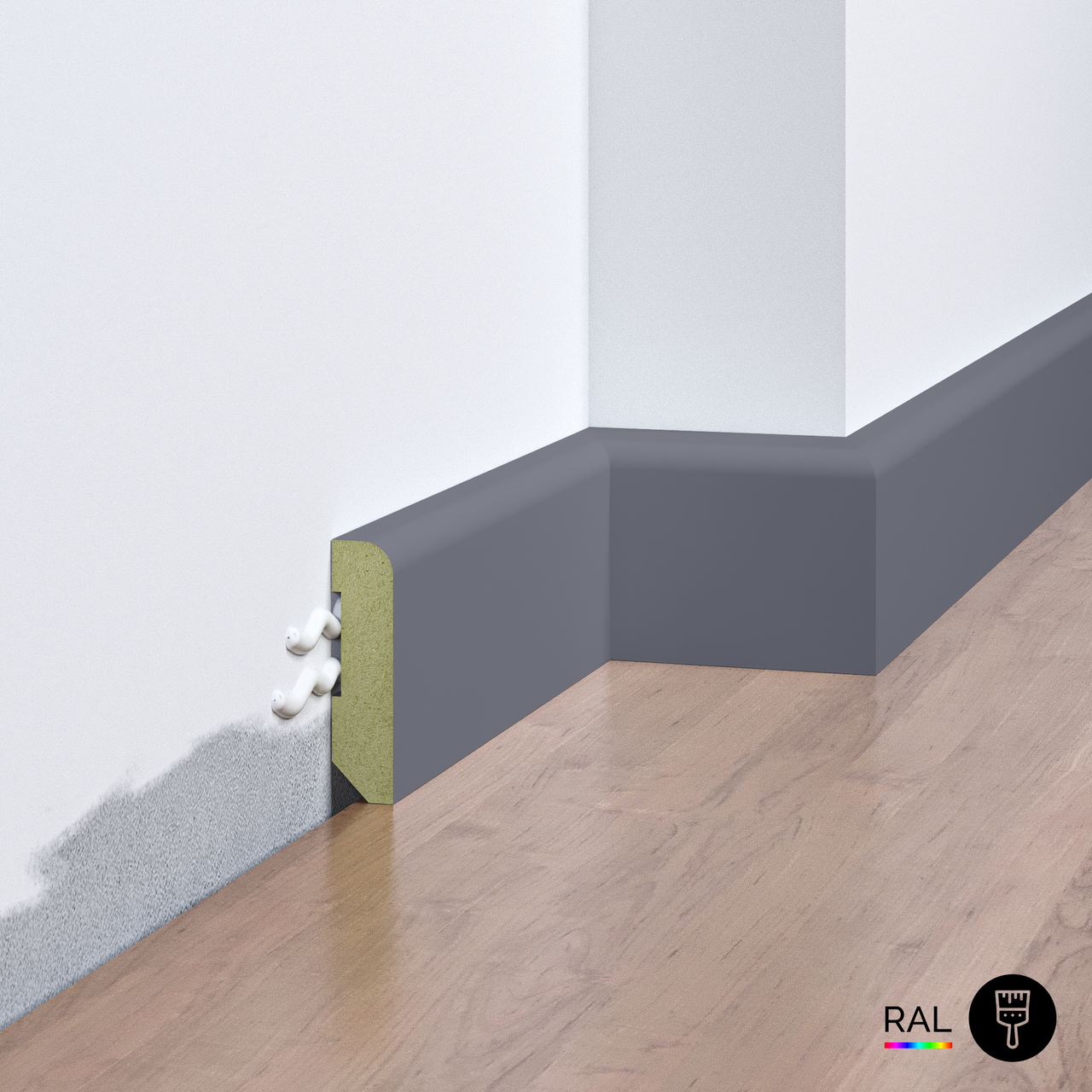 Плінтус накладний FSPRO 1040R5 МДФ 2,8 м. Фарбуємо під замовлення (P.MDF1040R5R), фото 1