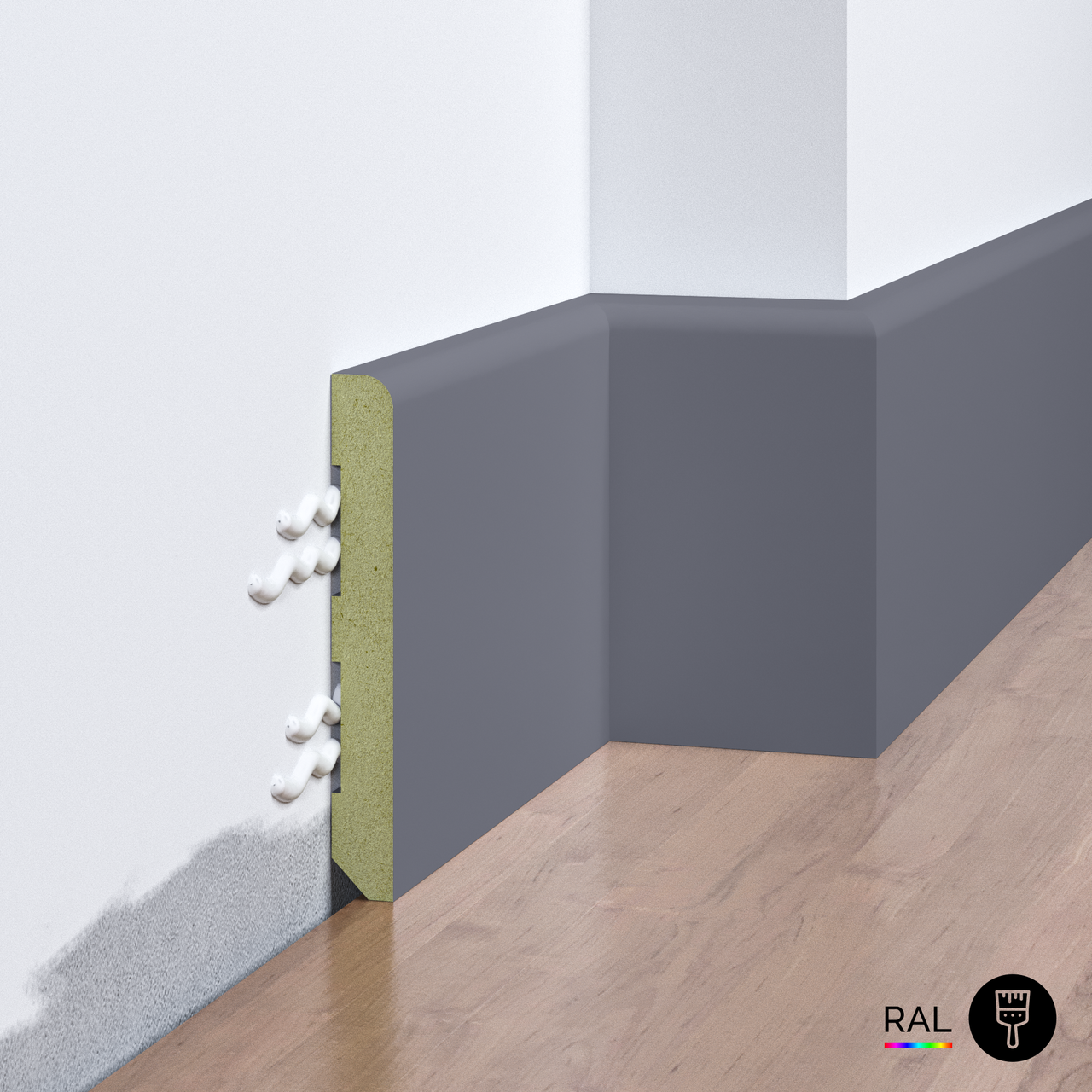 Плінтус накладний FSPRO 1080R5 МДФ 2,8 м. Фарбуємо під замовлення (P.MDF1080R5R), фото 1