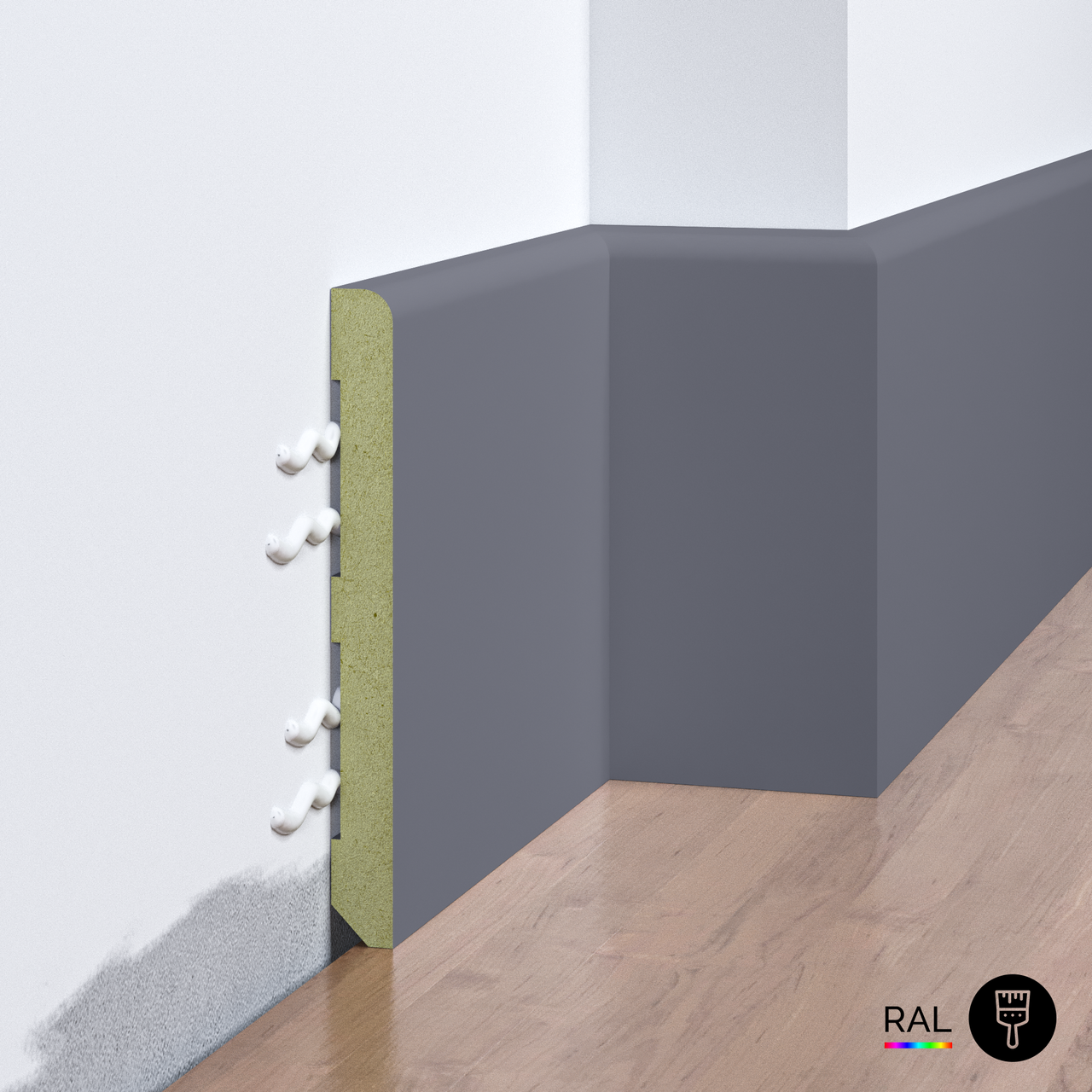 Плінтус накладний FSPRO 10100R5 МДФ 2,8 м. Фарбуємо під замовлення (P.MDF10100R5R), фото 1