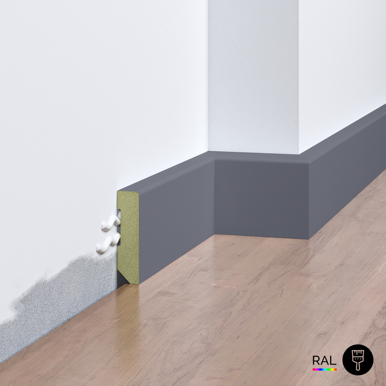 Плінтус накладний FSPRO 1040R2 МДФ 2,8 м. Фарбуємо під замовлення (P.MDF1040R2R), фото 1