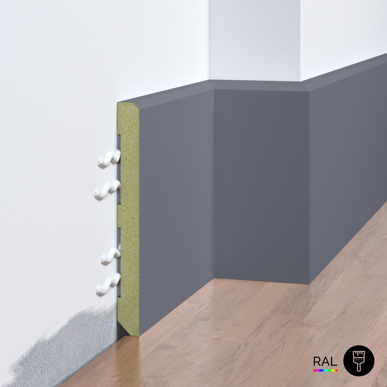 Плінтус накладний FSPRO 10100F3 МДФ 2,8 м. Фарбуємо під замовлення (P.MDF10100F3R), фото 1