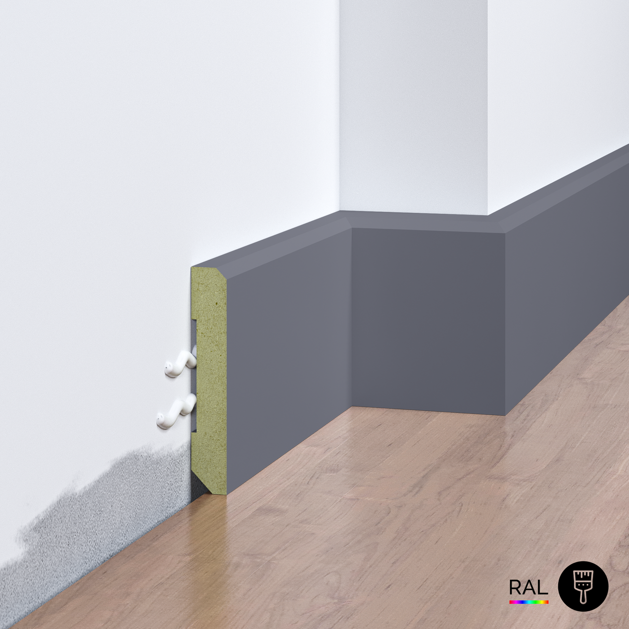 Плінтус накладний FSPRO 1060F3 МДФ 2,8 м. Фарбуємо під замовлення (P.MDF1060F3R), фото 1