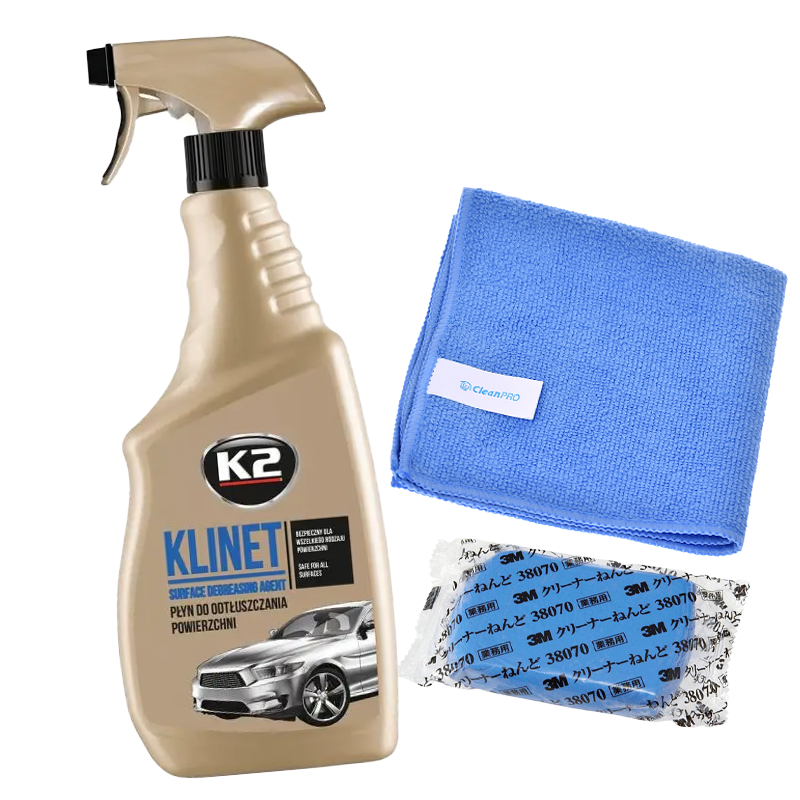 Набір для очищення кузова автомобіля K2 Klinet 750 мл., Глина для очищення кузова, Серветка мікрофіброва 40x40