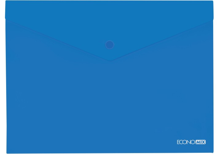 Папка-конверт "Economix" №E31316-02 A5 на кнопці прозор. синя(12)(192)