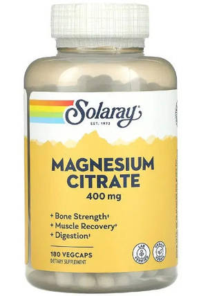 Магній Solaray Magnesium Citrate 133 mg 180 Veg Caps, фото 1